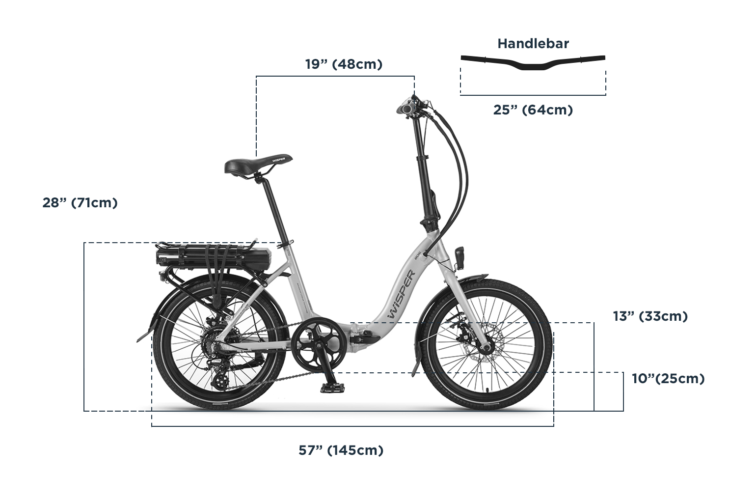 Folding bike best sale handlebar size