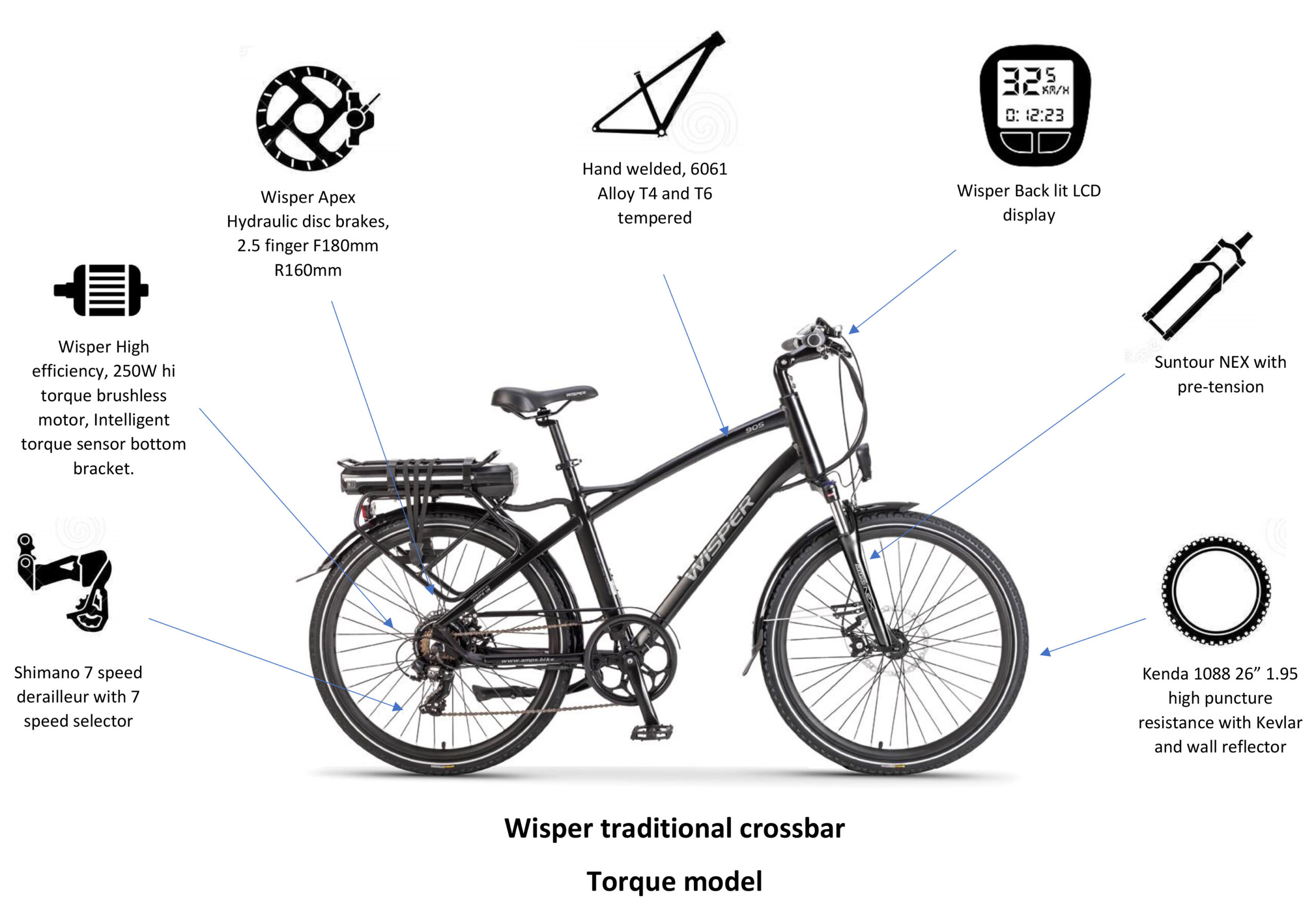 Wisper 905 Crossbar Electric Bicycle Wisper e Bikes