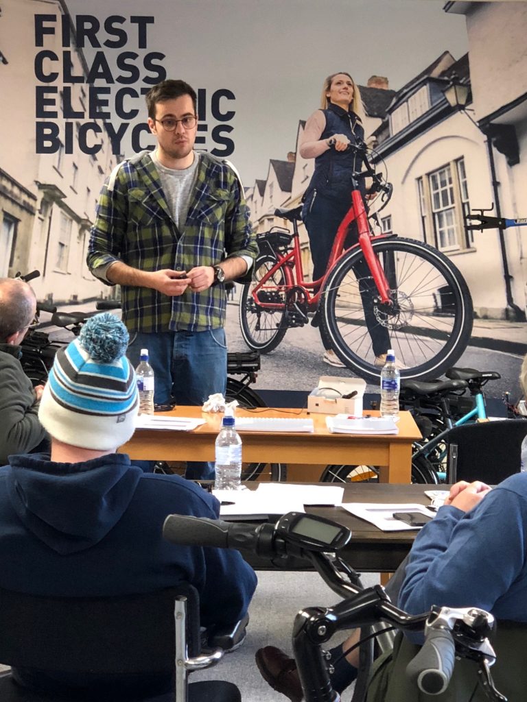 Man discussing about e-bike