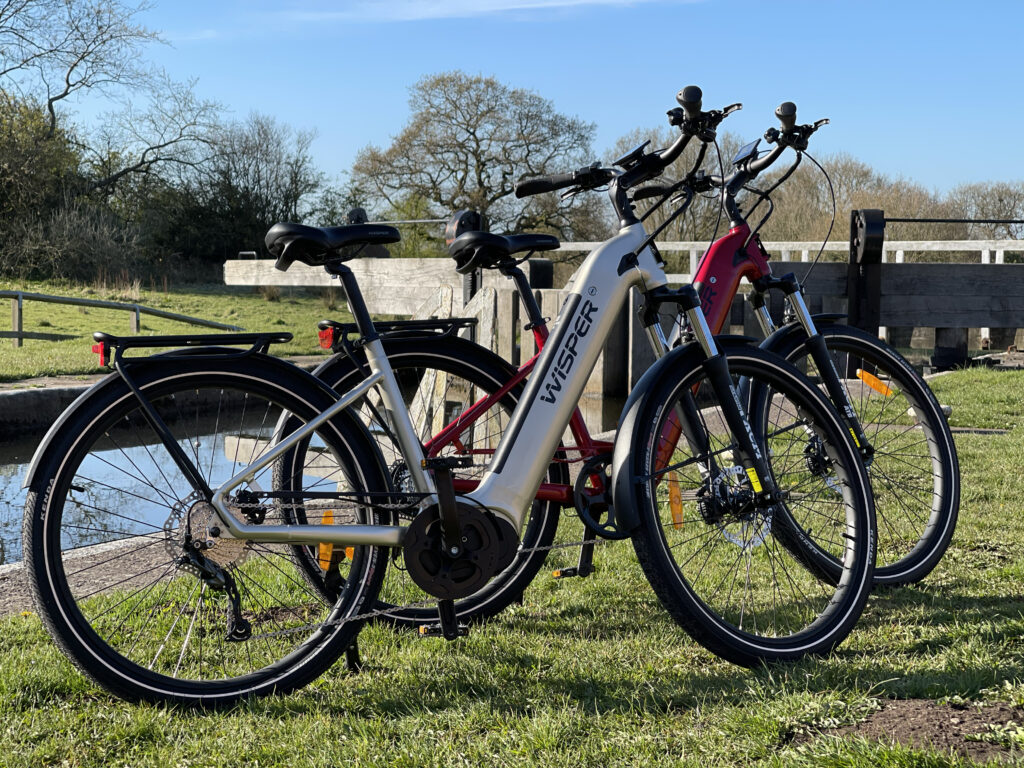 Two Wisper Red and White E-Bike