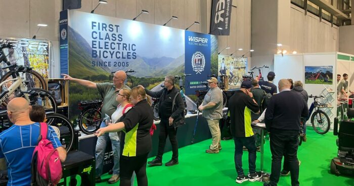 ebikes NEC birmingham Wisper at the Caravan and Motorhome Show at the NEC, Birmingham