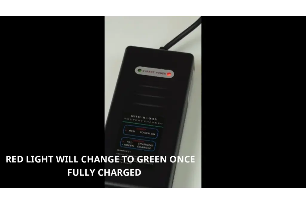 Red light will change to green once fully charged