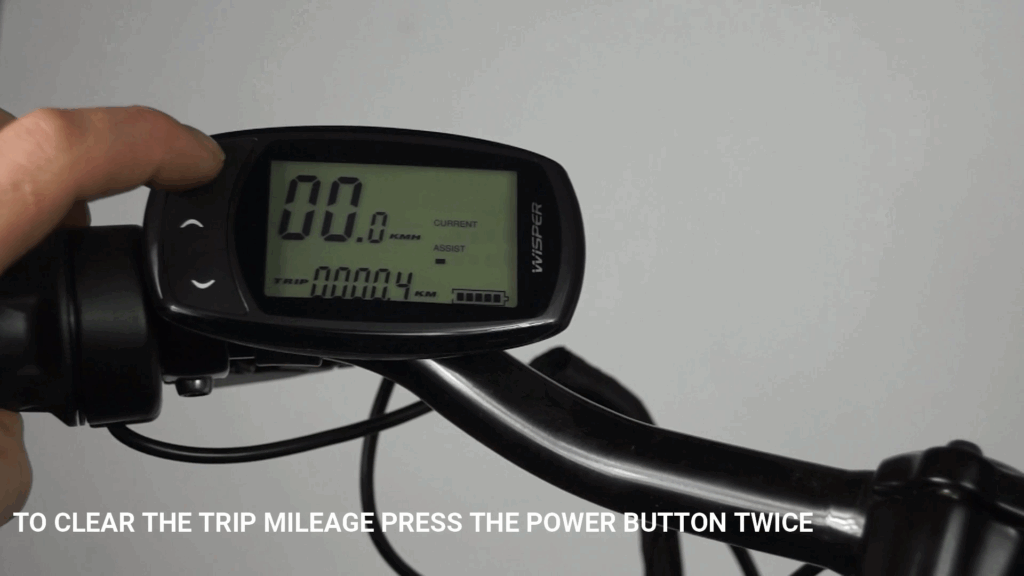 To clear the trip mileage press the power button twice